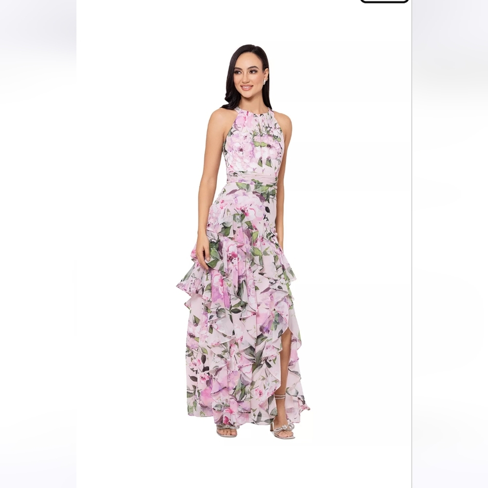 Xscape Women's Printed High-Neck Sleeveless Dress